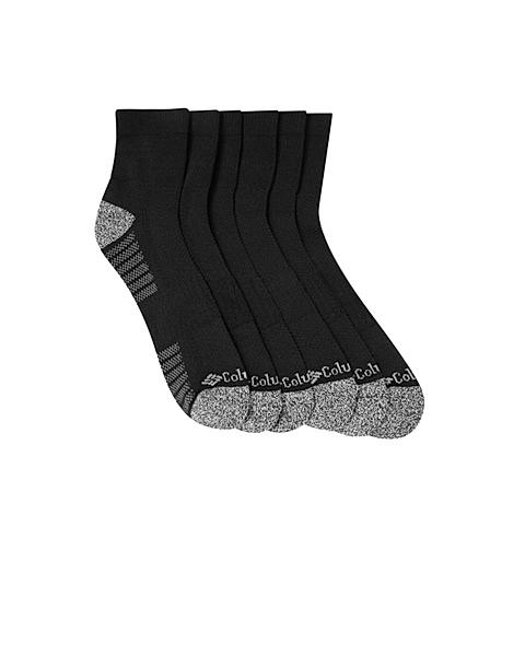 Columbia Men Black Fashion Quarter With Pique Footbed Socks (Pack of 6)