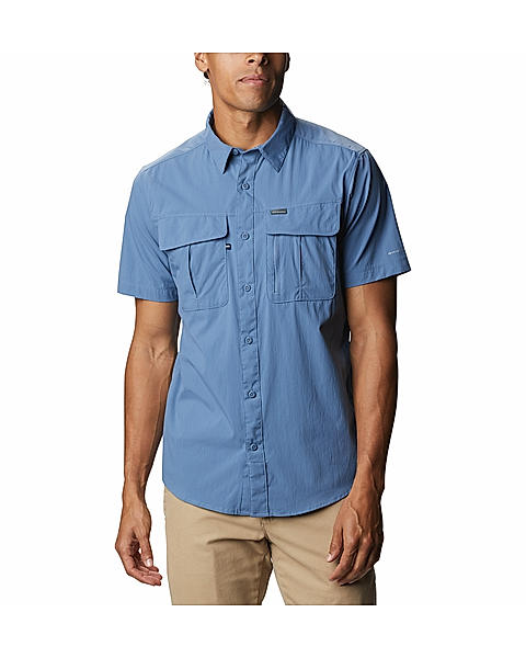 Columbia Mens Blue Omni-Wick Newton Ridge Short Sleeve Shirt