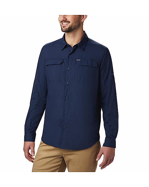 Columbia Men Navy Blue Silver Ridge 2.0 Long Sleeve Shirt (Sun Protection)