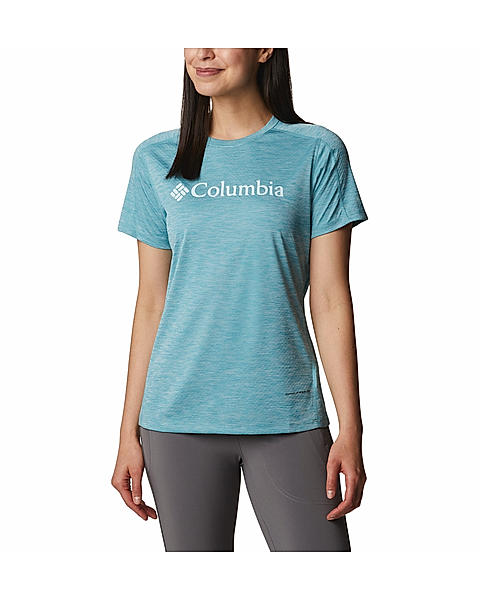 Columbia Womens Blue Omni-Freeze W Zero Rules Graphic Crew Tshirt