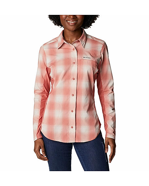 Columbia Womens Red Omni-Shield Claudia Ridge Long Sleeve Shirt