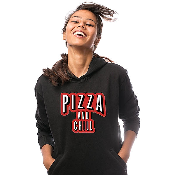 Pizza and Chill Hoodie-Black