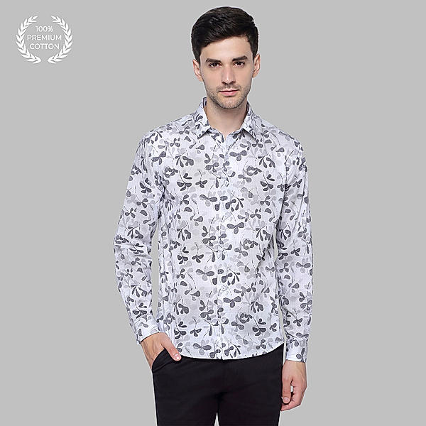 Ivory White Floral Cotton Shirt