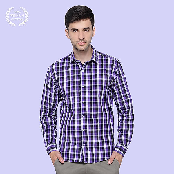Tyrian Purple Checkered Cotton Shirt