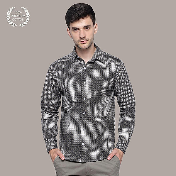 Oyster Gray Pattern Cotton Shirt