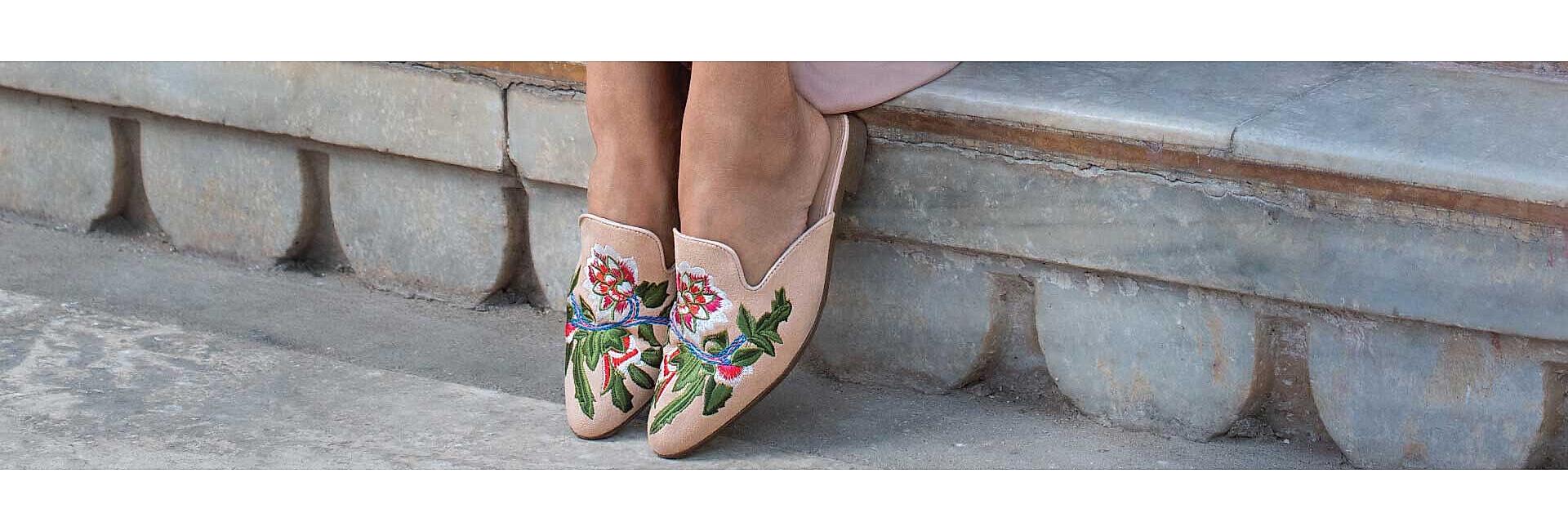 Buy GNIST Beige Embellished Flat Sandal online