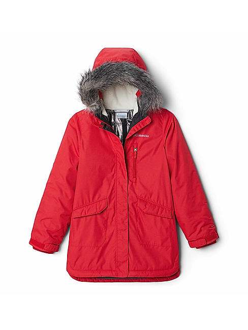 Columbia Youth Girls Red Suttle Mountain Long Insulated Jkt