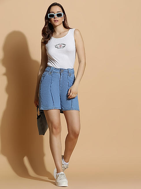 KOTTY Womens High-Rise Denim Shorts