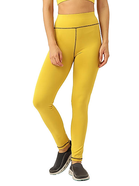 KOTTY Womens Solid Sportwear Tights Bright Yellow