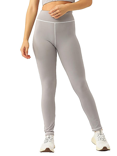 KOTTY Womens Solid Sportwear Tights Light Grey