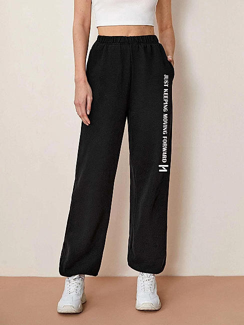 KOTTY Womens Printed Track Pants Jet Black