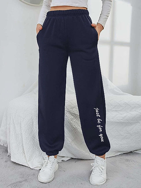 KOTTY Womens Printed Track Pants Navi