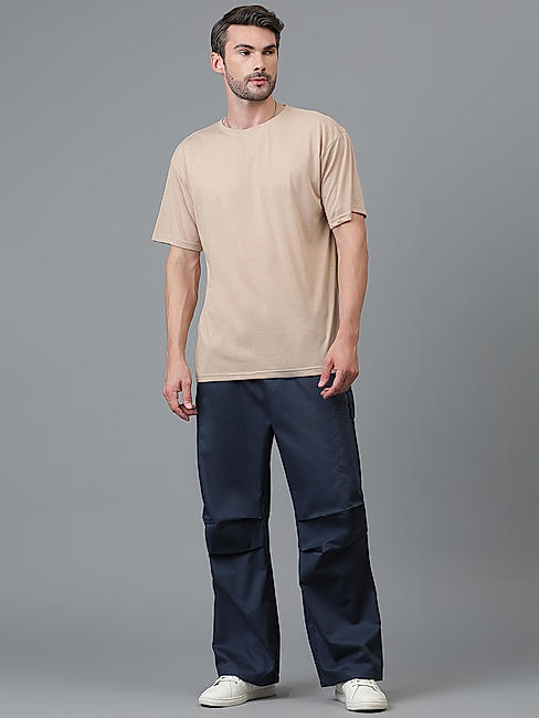 KOTTY MEN'S SOLID MID RISE STYLISH WITH MULTIPLE POCKETS COMFORTABLE AND STRECHABLE CARGO PANTS