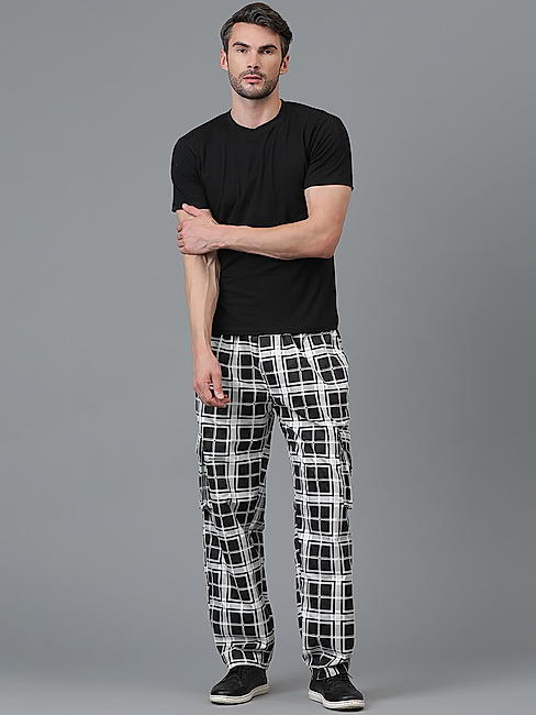 KOTTY MEN'S PRINTED MID RISE STYLISH WITH MULTIPLE POCKETS COMFORTABLE AND STRECHABLE CARGO PANTS