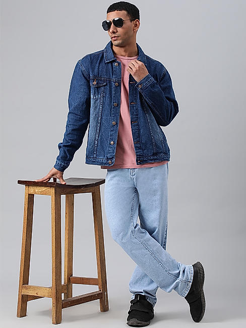 KOTTY MEN CASUAL REGULAR FIT DENIM BLUE JACKET