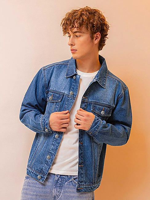 KOTTY MEN CASUAL REGULAR FIT DENIM BLUE JACKET