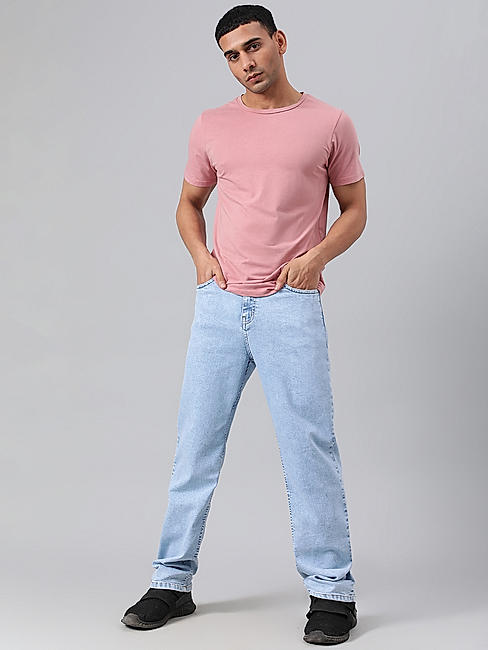 KOTTY MEN REGULAR MID RISE LIGHT BLUE SOLID JEANS