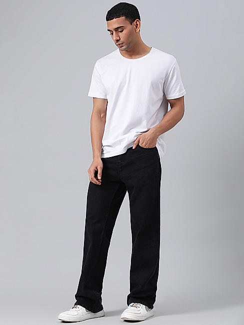 KOTTY MEN REGULAR MID RISE BLACK SOLID JEANS