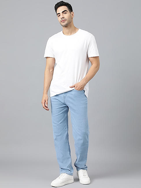 KOTTY MEN REGULAR MID RISE LIGHT BLUE SOLID JEANS