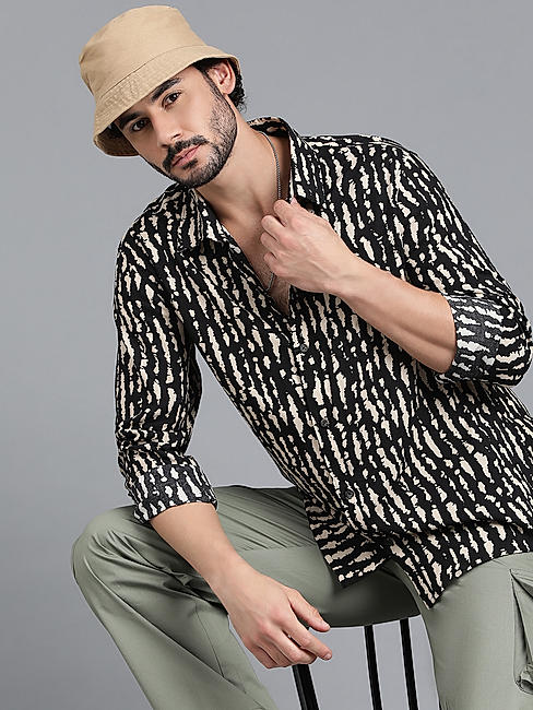 KOTTY MENS RAYON ANIMAL PRINTED MULTICOLOR SHIRT