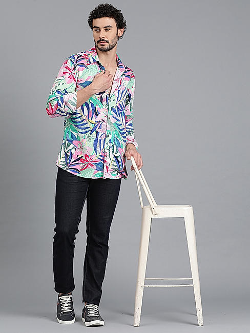 KOTTY MENS RAYON FLORAL PRINTED MULTICOLOR SHIRT