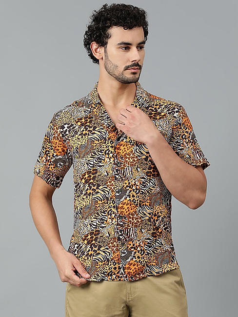 KOTTY MENS RAYON ANIMAL PRINTED MULTICOLOR SHIRT