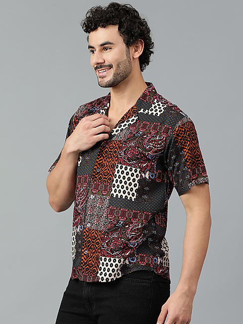 KOTTY MENS RAYON PAISLEY PRINTED MULTICOLOR SHIRT