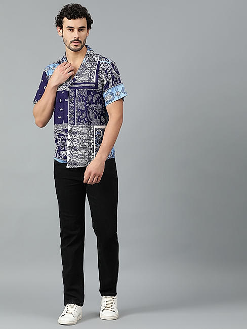 KOTTY MENS RAYON PAISLEY PRINTED MULTICOLOR SHIRT