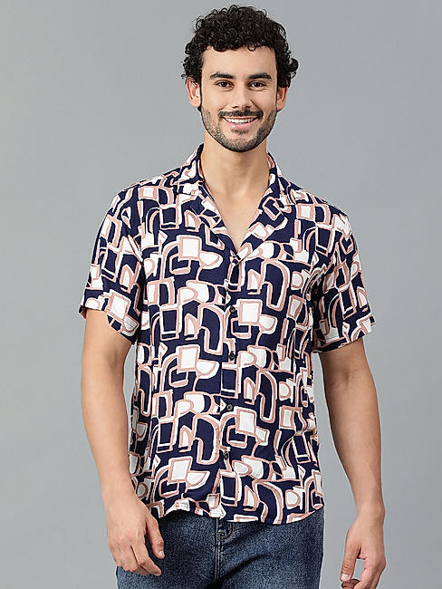 KOTTY MENS RAYON ABSTRACT PRINTED MULTICOLOR SHIRT