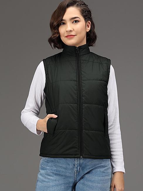 KOTTY Black Nylon Solid Women Pufferjacket