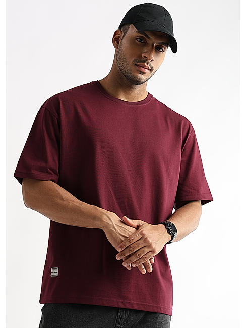 Cordovan Maroon Solid Oversized T-Shirt