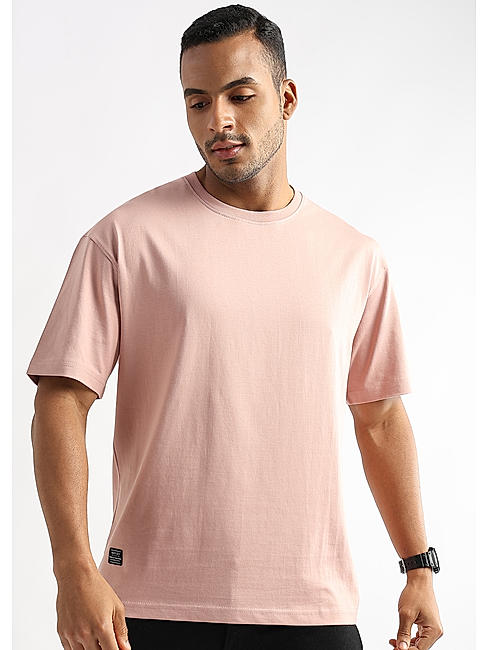 Pastel Rose Solid Oversized T-Shirt