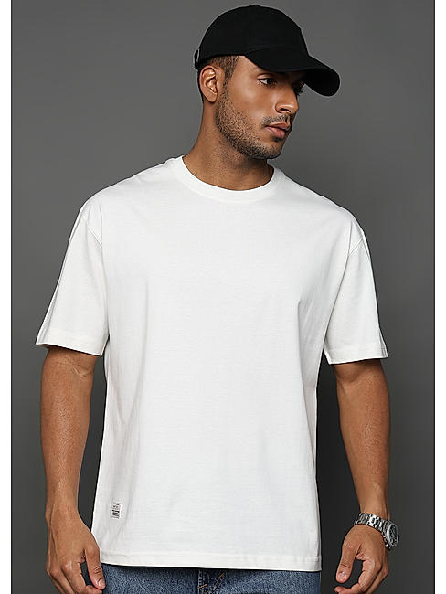 Star White Solid Oversized T-Shirt