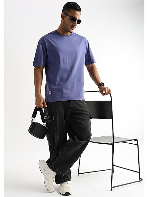 Twilight Purple Solid Oversized T-Shirt