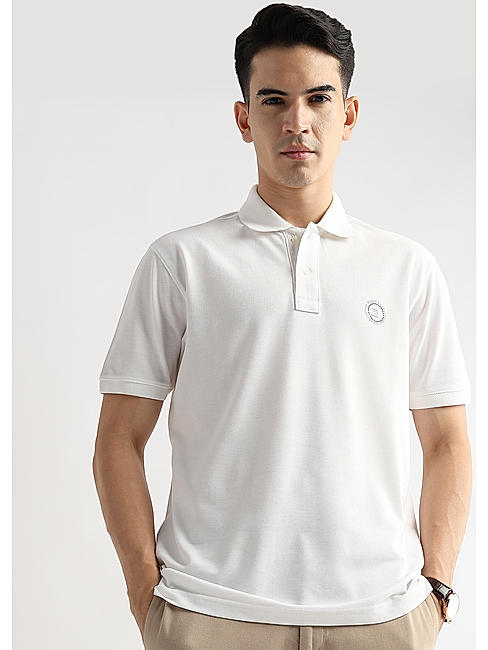 Star White Solid Polo T-Shirt