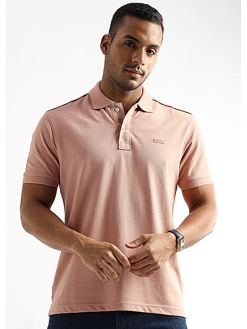 Dusty Pink Solid Polo T-Shirt