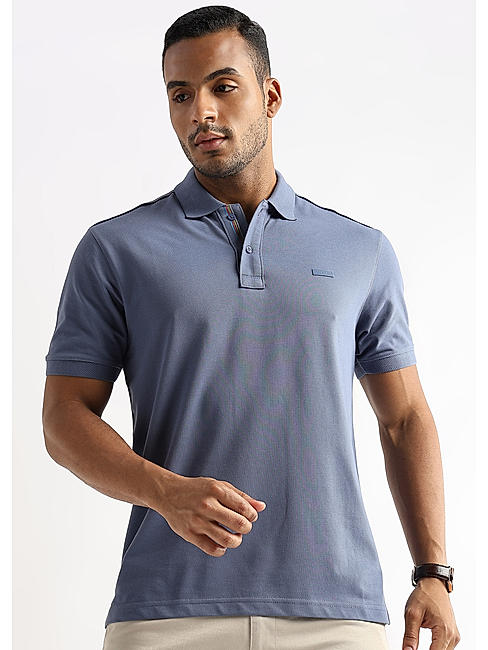 Moonlight Blue Solid Polo T-Shirt