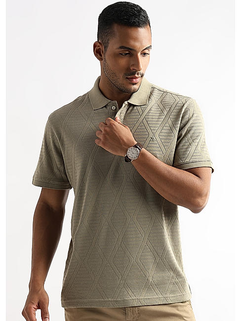 Elm Green Diamond Knit Jacquard Polo