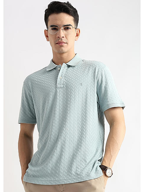 Ether Blue Arrowhead Knit Jacquard Polo