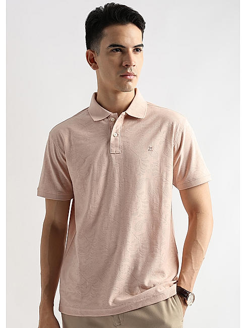 Morganite Stem Pattern Knit Jacquard Polo