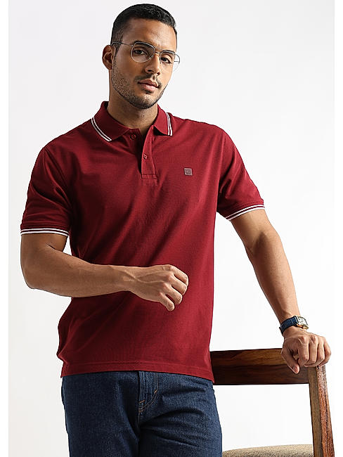 Merlot Red Solid Polo T-Shirt