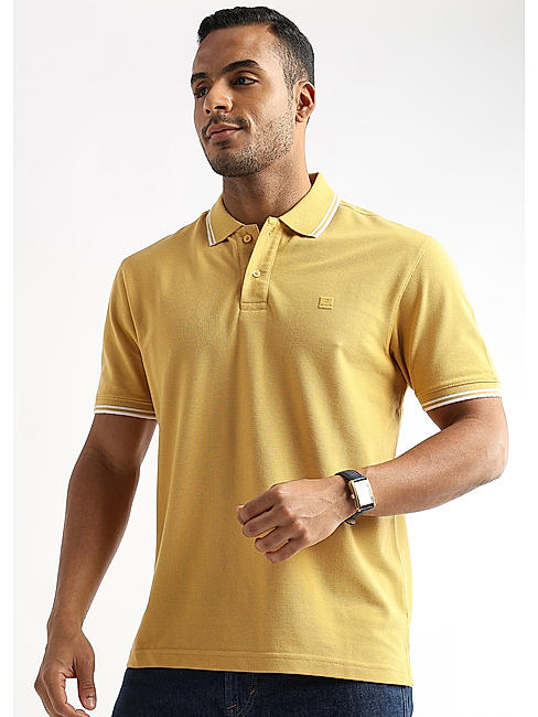 Ochre Yellow Solid Polo T-Shirt