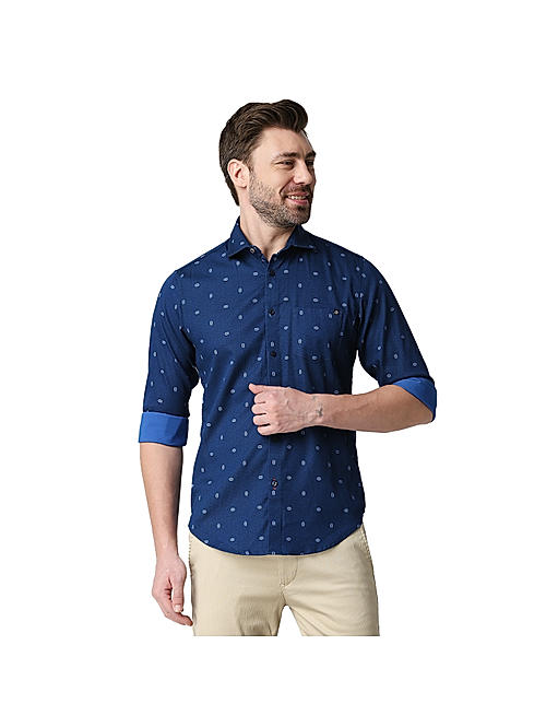 Killer Blue Slim Fit Collar Printed Shirts