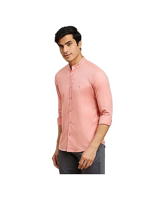 Killer Pink Solid Mandarin Collar Casual Shirts