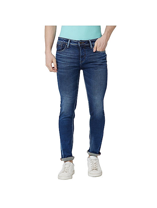 Killer Blue Solid Skinny Fit Jeans For Men
