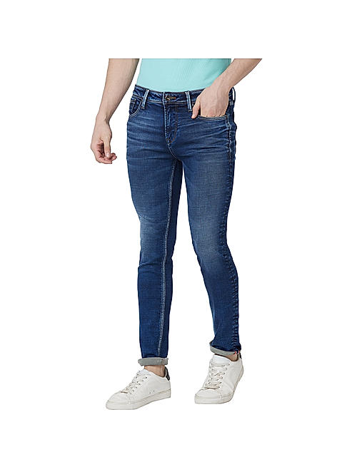 Killer Blue Solid Skinny Fit Jeans For Men