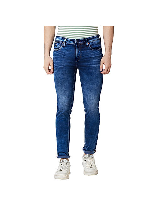 Killer Blue Solid Skinny Fit Jeans For Men