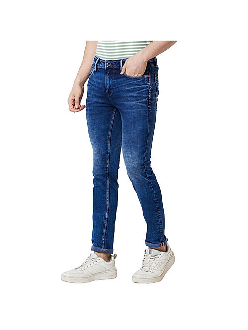 Killer Blue Solid Skinny Fit Jeans For Men