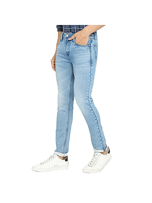 Killer Slim Fit Solid Light Blue Jeans For Men's