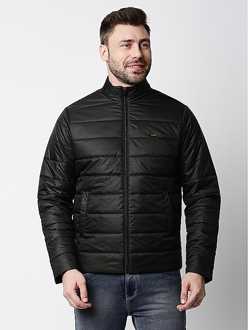 Killer Black Solid High Neck Jackets